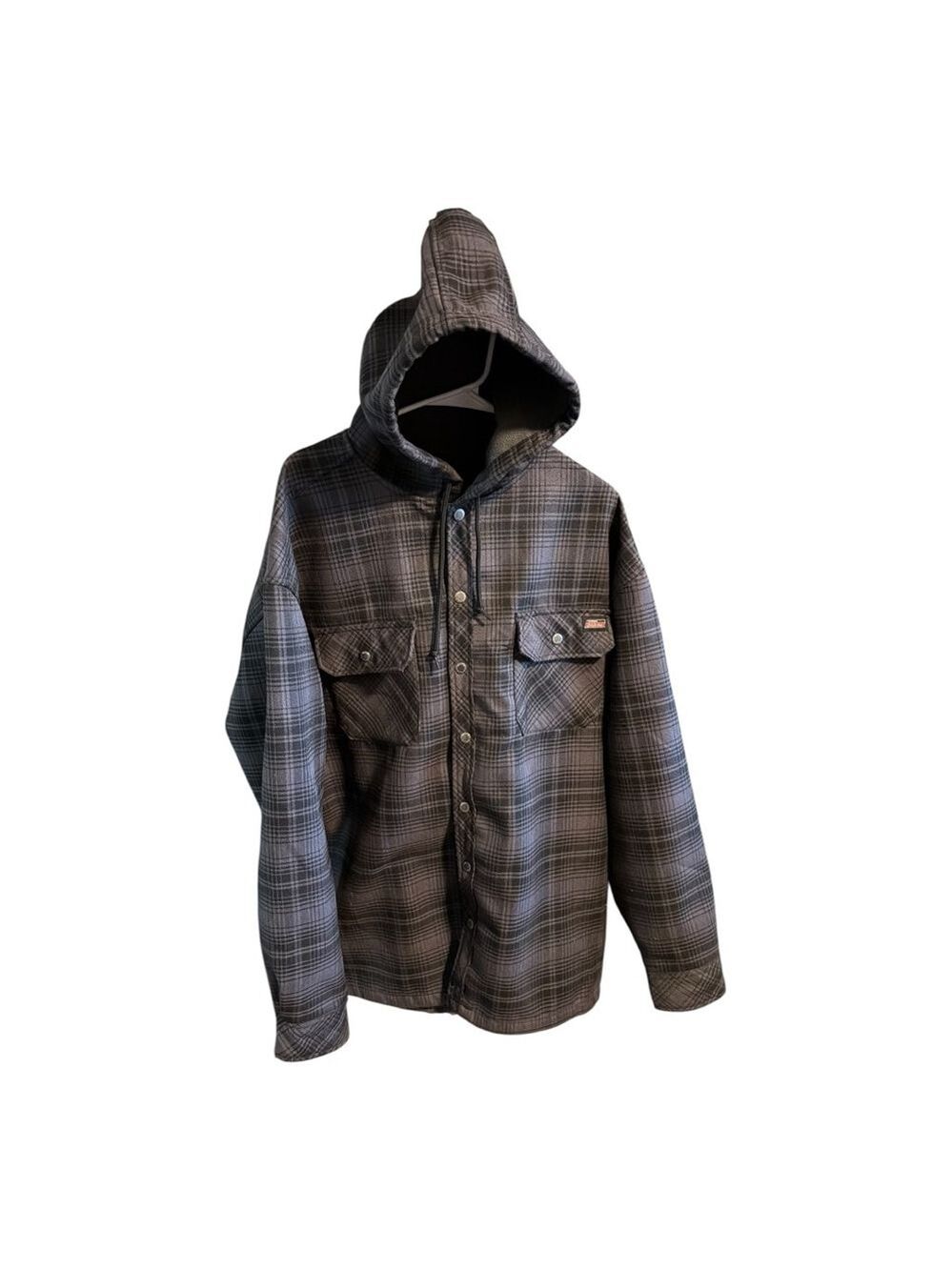 Dickies 2XL (50/52) Charcoal Plaid Hooded Shirt Jacket - Picture 2 of 8